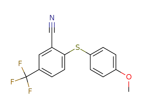 Molecular Structure of 212691-83-3 (2-[(4-METHOXYPHENYL)SULFANYL]-5-(TRIFLUOROMETHYL)BENZENECARBONITRILE)