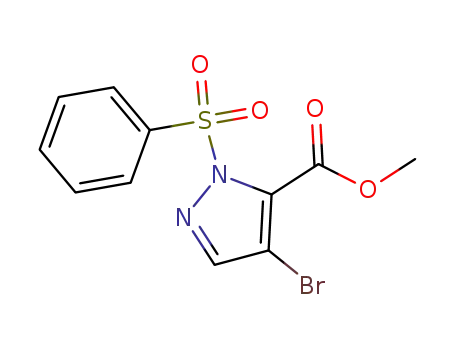 Molecular Structure of 190263-45-7 (2-Benzenesulfonyl-4-bromo-2H-pyrazole-3-carboxylic acid methyl ester)