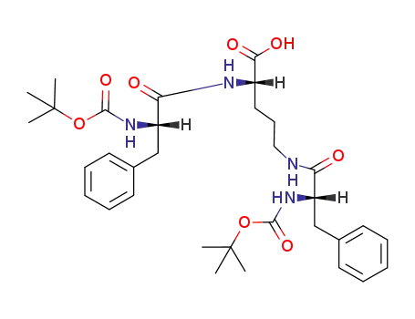 Molecular Structure of 295321-41-4 ((S)-2,5-Bis-((S)-2-tert-butoxycarbonylamino-3-phenyl-propionylamino)-pentanoic acid)