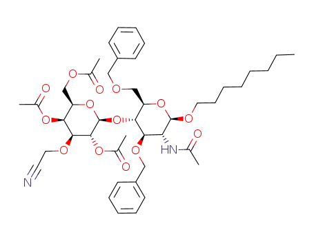 Acetic acid (2S,3R,4S,5S,6R)-5-acetoxy-6-acetoxymethyl-2-((2R,3S,4R,5R,6R)-5-acetylamino-4-benzyloxy-2-benzyloxymethyl-6-octyloxy-tetrahydro-pyran-3-yloxy)-4-cyanomethoxy-tetrahydro-pyran-3-yl ester