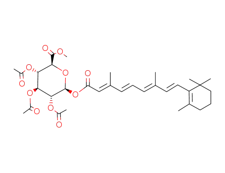 Molecular Structure of 101470-88-6 (methyl-(1-O-retinoyl-2,3,4-tri-O-acetyl-β-D-glucopyranoside)uronate)
