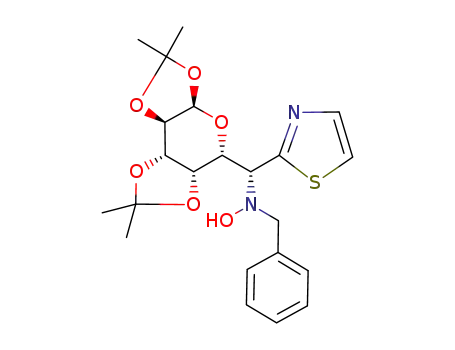N-Benzyl-6-deoxy-6-(hydroxyamino)-1,2:3,4-O-isopropylidene-6-(2-thiazolyl)-β-L-glycero-D-galacto-1,5-hexopyranoside