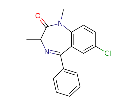 Molecular Structure of 50882-52-5 (2H-1,4-Benzodiazepin-2-one,
7-chloro-1,3-dihydro-1,3-dimethyl-5-phenyl-)