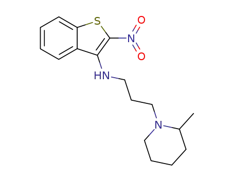 Molecular Structure of 128554-88-1 (N-[3-(2-methylpiperidin-1-yl)propyl]-2-nitro-1-benzothiophen-3-amine)