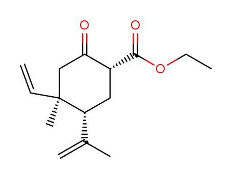 Molecular Structure of 202194-28-3 ((1R,4R,5R)-5-Isopropenyl-4-methyl-2-oxo-4-vinyl-cyclohexanecarboxylic acid ethyl ester)