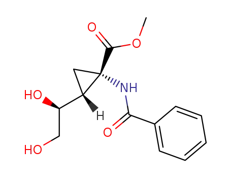 Molecular Structure of 162285-10-1 (Cyclopropanecarboxylic acid,
1-(benzoylamino)-2-[(1S)-1,2-dihydroxyethyl]-, methyl ester, (1S,2R)-)