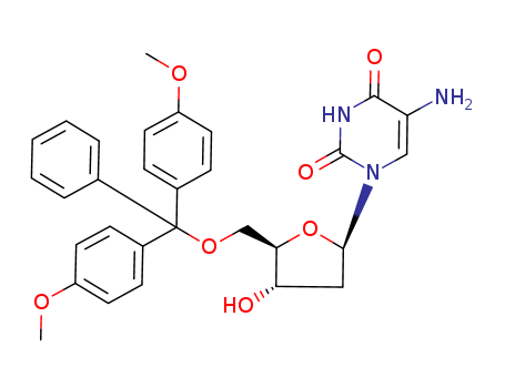 Molecular Structure of 149725-98-4 (Uridine, 5-amino-5'-O-[bis(4-methoxyphenyl)phenylmethyl]-2'-deoxy-)