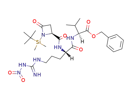 Molecular Structure of 357429-14-2 (N-{N-[(2S)-1-(tert-butyldimethylsilyl)-4-oxoazetidine-2-carbonyl]-L-(ω-nitro)arginyl}-L-valine benzyl ester)