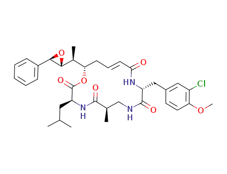 (E)-(3S,6R,10R,16S)-10-(3-Chloro-4-methoxy-benzyl)-3-isobutyl-6-methyl-16-[(S)-1-((2R,3R)-3-phenyl-oxiranyl)-ethyl]-1-oxa-4,8,11-triaza-cyclohexadec-13-ene-2,5,9,12-tetraone