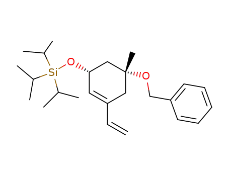 Molecular Structure of 172101-94-9 (((1R,5R)-5-Benzyloxy-5-methyl-3-vinyl-cyclohex-2-enyloxy)-triisopropyl-silane)