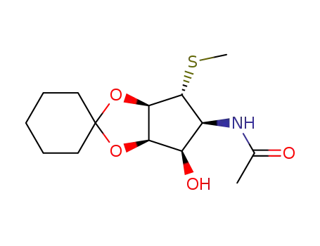 1,2-O-cyclohexylidene 1D-(1,2,3,4/5)-4-acetamido-5-(methylthio)-1,2,3-cyclopentanetriol