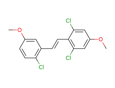 Molecular Structure of 185045-57-2 (Benzene,
1,3-dichloro-2-[(1E)-2-(2-chloro-5-methoxyphenyl)ethenyl]-5-methoxy-)