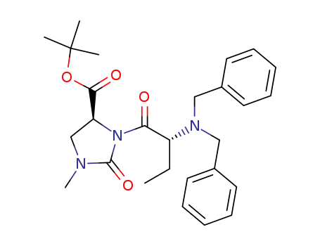 Molecular Structure of 205748-35-2 ((S)-3-((R)-2-Dibenzylamino-butyryl)-1-methyl-2-oxo-imidazolidine-4-carboxylic acid tert-butyl ester)