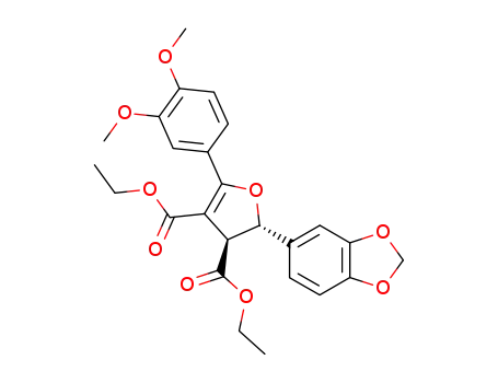 Molecular Structure of 112778-62-8 (3,4-Furandicarboxylic acid,
2-(1,3-benzodioxol-5-yl)-5-(3,4-dimethoxyphenyl)-2,3-dihydro-, diethyl
ester, trans-)