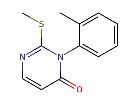 Molecular Structure of 80306-55-4 (3-(2-methylphenyl)-2-(methylsulfanyl)pyrimidin-4(3H)-one)