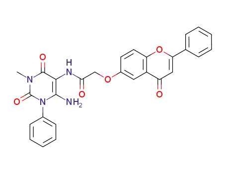 Acetamide,  N-(6-amino-1,2,3,4-tetrahydro-3-methyl-2,4-dioxo-1-phenyl-5-pyrimidinyl)-2-[(4-oxo-2-phenyl-4H-1-benzopyran-6-yl)oxy]-