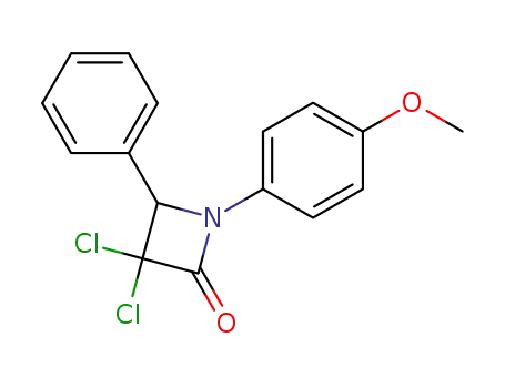 Molecular Structure of 22086-00-6 (2-Azetidinone, 3,3-dichloro-1-(4-methoxyphenyl)-4-phenyl-)