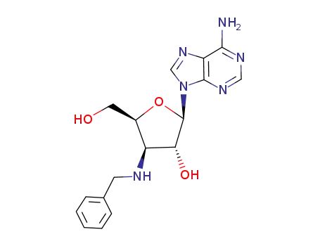 Molecular Structure of 134934-82-0 (9-[3-(benzylamino)-3-deoxy-beta-D-arabinofuranosyl]-9H-purin-6-amine)