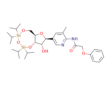 Molecular Structure of 190907-87-0 (3-methyl-2-(N-phenoxyacetylamino)-5-[3',5'-O-(1,1,3,3-tetraisopropyldisiloxane-1,3-diyl)-β-D-ribofuranosyl]pyridine)