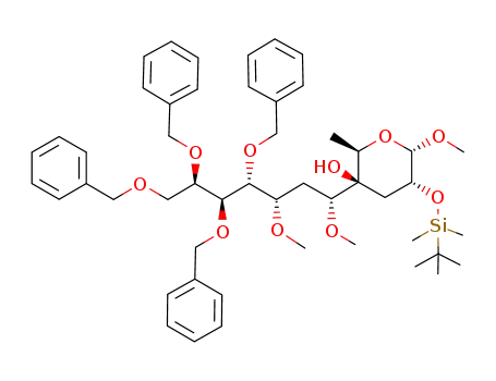 (2R,3R,5R,6S)-5-(tert-Butyl-dimethyl-silanyloxy)-6-methoxy-2-methyl-3-((1R,3S,4R,5S,6R)-4,5,6,7-tetrakis-benzyloxy-1,3-dimethoxy-heptyl)-tetrahydro-pyran-3-ol