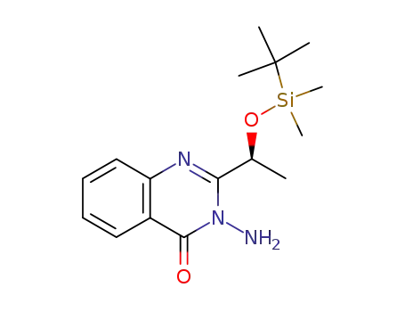 Molecular Structure of 175085-35-5 (4(3H)-Quinazolinone,
3-amino-2-[(1S)-1-[[(1,1-dimethylethyl)dimethylsilyl]oxy]ethyl]-)