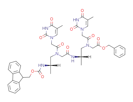 {[2-(2-{[2-(9<i>H</i>-fluoren-9-ylmethoxycarbonylamino)-propyl]-[(5-methyl-2,4-dioxo-3,4-dihydro-2<i>H</i>-pyrimidin-1-yl)-acetyl]-amino}-acetylamino)-propyl]-[(5-methyl-2,4-dioxo-3,4-dihydro-2<i>H</i>-pyrimidin-1-yl)-acetyl]-amino}-acetic acid benzyl ester