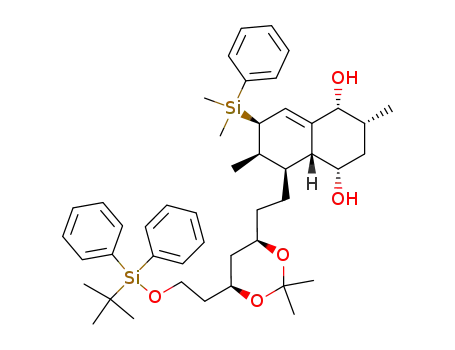 <1R-<1α,2α,4α,4aβ,5β(4R*,6S*),6β,7β>>-5-<2-<6-<2-<<(1,1-Dimethylethyl)diphenylsilyl>oxy>ethyl>-2,2-dimethyl-1,3-dioxan-4-yl>ethyl>-7-(dimethylphenylsilyl)-1,2,3,4,4a,5,6,7-octahydro-2,6-dimethyl-1,4-naphthalenediol