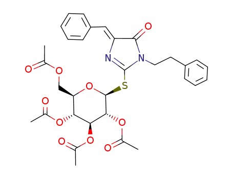 5-((Z)-benzylidene)-3-(2-phenylethyl)-S-(2,3,4,6-tetra-O-acetyl-β-D-glucopyranosyl)-2-thiohydantoin