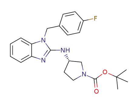 Molecular Structure of 885270-87-1 (1-BOC-3-[1-(4-FLUORO-BENZYL)-1H-BENZOIMIDAZOL-2-YLAMINO]-PYRROLIDINE)