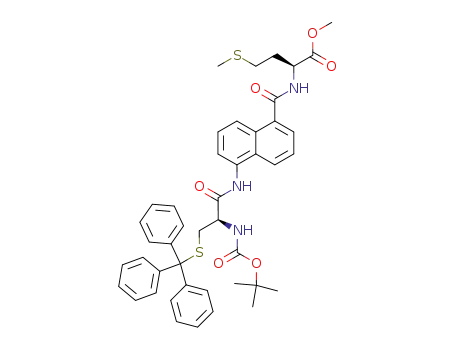 Molecular Structure of 174638-34-7 ((S)-2-{[5-((R)-2-tert-Butoxycarbonylamino-3-tritylsulfanyl-propionylamino)-naphthalene-1-carbonyl]-amino}-4-methylsulfanyl-butyric acid methyl ester)