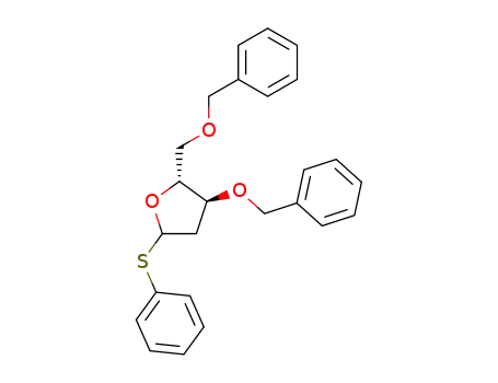 Molecular Structure of 133658-23-8 ((2R,3S)-3-(benzyloxy)-2-(benzyloxymethyl)-5-(phenylthio)tetrahydrofuran)
