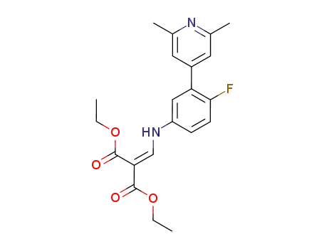 Molecular Structure of 104431-74-5 (Diethyl (((3-(2,6-dimethyl-4-pyridinyl)-4-fluorophenyl)amino)methylene )propanedioate)