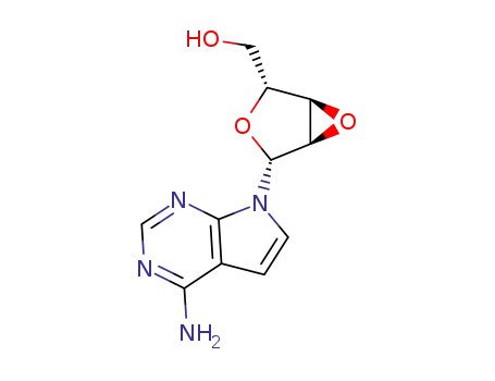 Molecular Structure of 40627-31-4 (4-amino-7-(2,3-anhydro-β-D-ribofuranosyl)pyrrolo[2,3-d]pyrimidine)