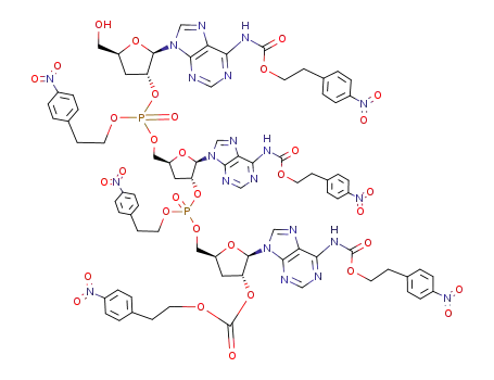 3'-deoxy-N<sup>6</sup>-[2-(4-nitrophenyl)ethoxycarbonyl]adenylyl-(2'-{O<sup>P</sup>-[2-(4-nitrophenyl)ethyl]}->5')-3'-deoxy-N<sup>6</sup>-[2-(4-nitrophenyl)ethoxycarbonyl]adenylyl-(2'-{O<sup>P</sup>-[2-(4-nitrophenyl)ethyl]}->5')-3'-deoxy-N<sup>6</sup>,2'-O-bis[2-(4-nitrophenyl)ethoxycarbonyl]a...