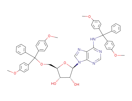 Molecular Structure of 124040-41-1 (5'-O,N6-BIS-(4-METHOXYTRITYL)-ADENOSINE)