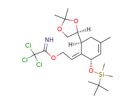 2,2,2-Trichloro-acetimidic acid 2-[(2S,6S)-2-(tert-butyl-dimethyl-silanyloxy)-6-((S)-2,2-dimethyl-[1,3]dioxolan-4-yl)-4-methyl-cyclohex-3-en-(E)-ylidene]-ethyl ester
