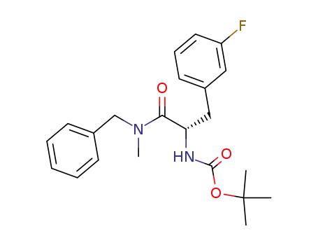 Molecular Structure of 142995-36-6 (Carbamic acid,
[1-[(3-fluorophenyl)methyl]-2-[methyl(phenylmethyl)amino]-2-oxoethyl]-,
1,1-dimethylethyl ester, (S)-)