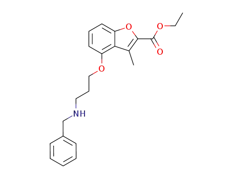 2-Benzofurancarboxylic acid,
3-methyl-4-[3-[(phenylmethyl)amino]propoxy]-, ethyl ester