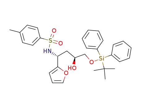 Molecular Structure of 181637-34-3 (N-[(1R,3S)-4-(tert-Butyl-diphenyl-silanyloxy)-1-furan-2-yl-3-hydroxy-butyl]-4-methyl-benzenesulfonamide)