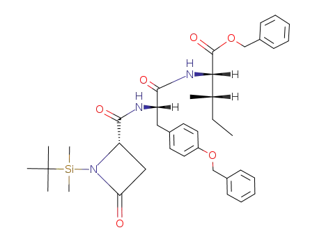 Molecular Structure of 357429-17-5 (N-{N-[(2S)-1-(tert-butyldimethylsilyl)-4-oxoazetidine-2-carbonyl]-L-(benzyl)tyrosyl}-L-isoleucine benzyl ester)