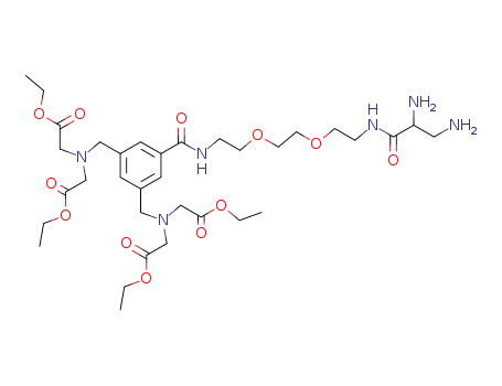 Molecular Structure of 225116-00-7 (ethyl 2-(5-(N-(2-(2-(2-(2,3-diaminopropanoylamino)ethoxy)ethyl)carbamoyl)-3-bis(ethoxycarbonyl)methyl)amino)acetate)
