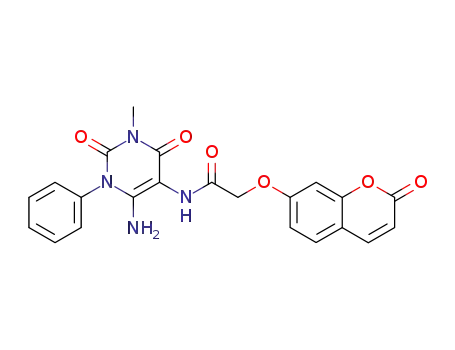 Acetamide,  N-(6-amino-1,2,3,4-tetrahydro-3-methyl-2,4-dioxo-1-phenyl-5-pyrimidinyl)-2-[(2-oxo-2H-1-benzopyran-7-yl)oxy]-