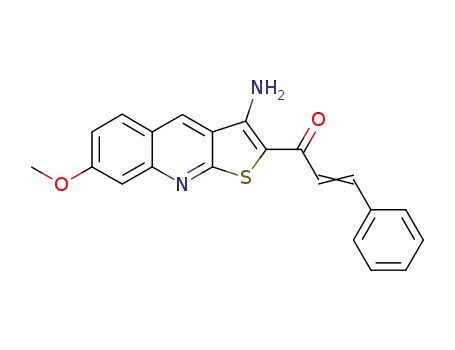 Molecular Structure of 158583-97-2 ((E)-1-(3-Amino-7-methoxy-thieno[2,3-b]quinolin-2-yl)-3-phenyl-propenone)