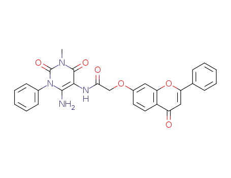 Acetamide,  N-(6-amino-1,2,3,4-tetrahydro-3-methyl-2,4-dioxo-1-phenyl-5-pyrimidinyl)-2-[(4-oxo-2-phenyl-4H-1-benzopyran-7-yl)oxy]-