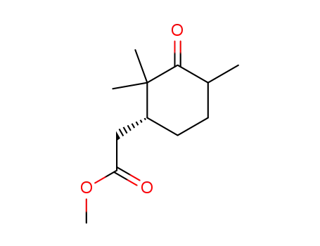 Molecular Structure of 130740-84-0 (((R)-2,2,4-Trimethyl-3-oxo-cyclohexyl)-acetic acid methyl ester)