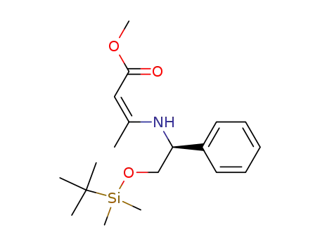 Molecular Structure of 725250-70-4 ((Z)-3-[(S)-2-(tert-Butyl-dimethyl-silanyloxy)-1-phenyl-ethylamino]-but-2-enoic acid methyl ester)