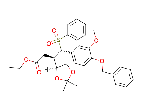 (3R,4S)-4-Benzenesulfonyl-4-(4-benzyloxy-3-methoxy-phenyl)-3-((S)-2,2-dimethyl-[1,3]dioxolan-4-yl)-butyric acid ethyl ester