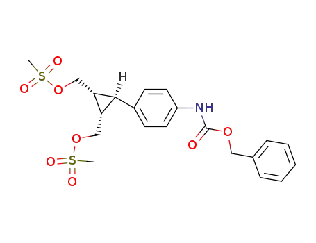 Molecular Structure of 881012-64-2 (Methanesulfonic acid (1S,2S,3R)-2-(4-benzyloxycarbonylamino-phenyl)-3-methanesulfonyloxymethyl-cyclopropylmethyl ester)