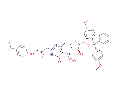 N-(4-{(2S,4S,5R)-5-[Bis-(4-methoxy-phenyl)-phenyl-methoxymethyl]-4-hydroxy-tetrahydro-furan-2-ylmethyl}-5-formylamino-6-oxo-1,6-dihydro-pyrimidin-2-yl)-2-(4-isopropyl-phenoxy)-acetamide