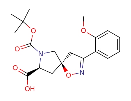 Molecular Structure of 453524-72-6 ((5R,8S)-3-(2-methoxyphenyl)-1-oxa-2,7-diazaspiro[4.4]non-2-ene-7-N-Boc-8-carboxylic acid)